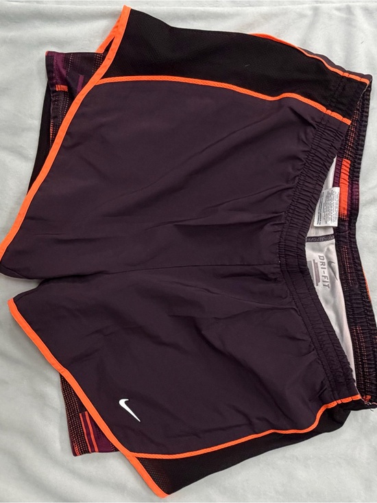 Nike Pants - Nike Women’s M Purple Athletic Dri-Fit Running Shorts w/ Orange Trim & Zipper